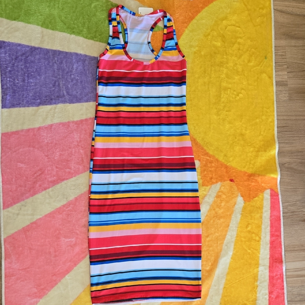 Colorful Striped Sleeveless Dress